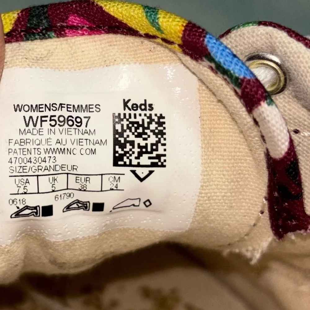 Keds x Rifle Paper Co Burgundy Bloosoms floral sneakers women's size 7.5